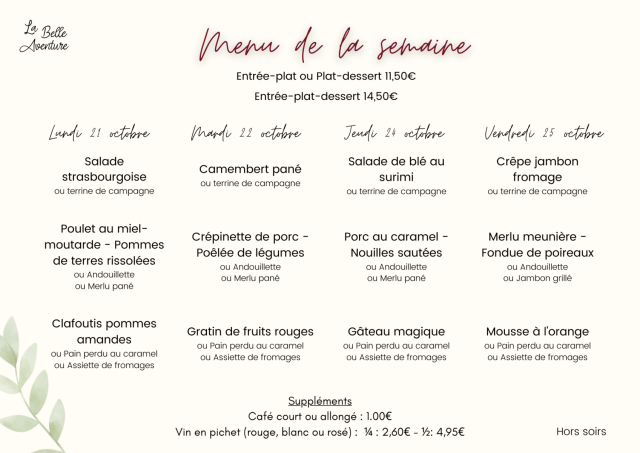 Menu de la semaine